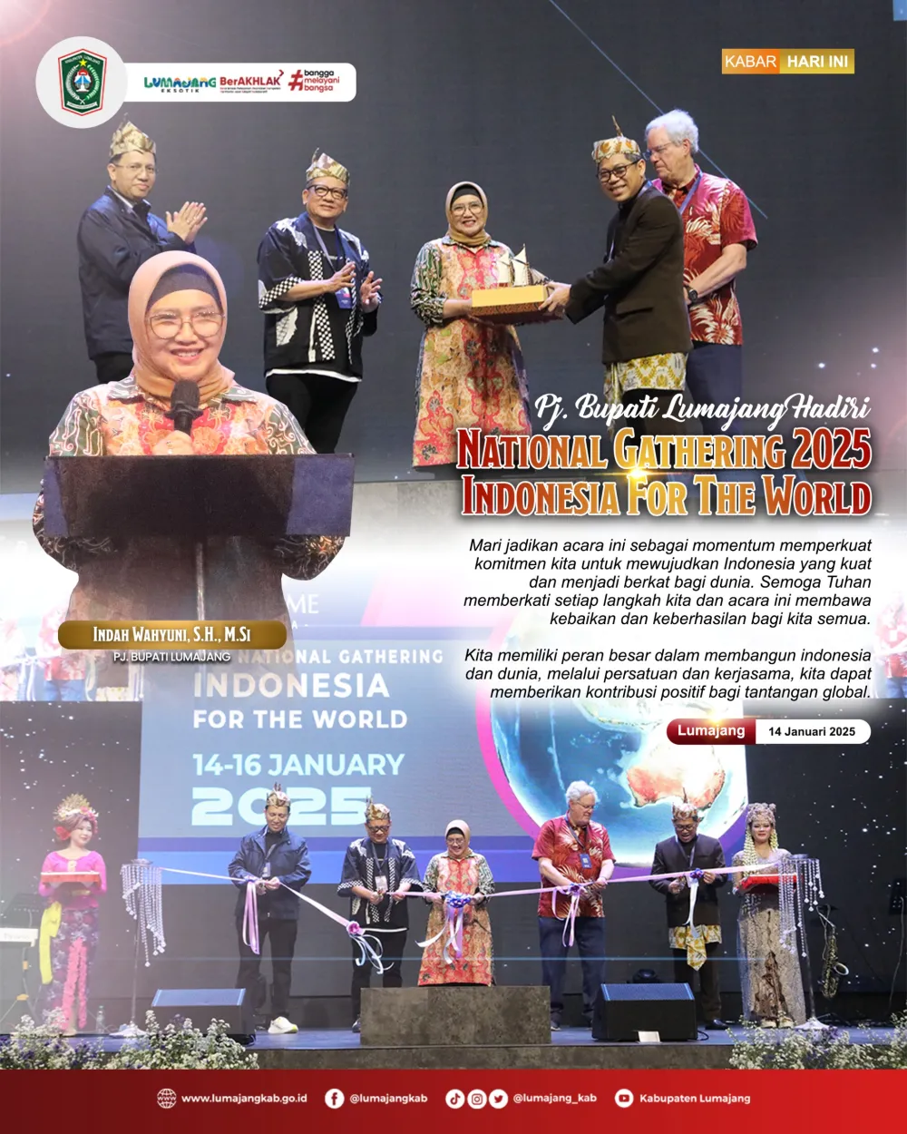 PJ BUPATI Lumajang Hadiri National Gathering 2025 "Indonesia For The World"