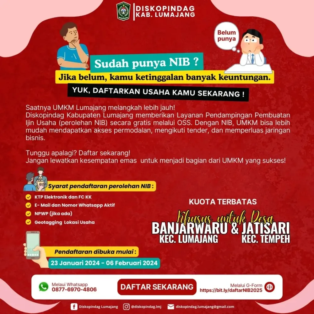 UMKM Lumajang, Ini Cara Daftar NIB Gratis dan Raih Keuntungan Usaha!